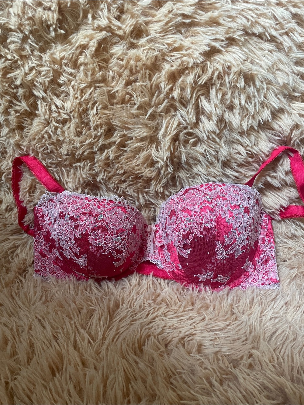 Red Lace Push-Up Bra - Women's Intimates